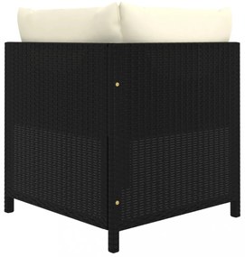 vidaXL 5 részes fekete polyrattan kerti bútorszett párnákkal
