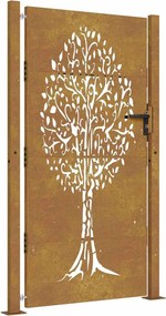 vidaXL Corten acél kerti kapu 100x175 cm, fa mintázatú