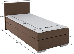 Boxspring ágy, egyszemélyes, barna, 90x200, univerzális, ADARA