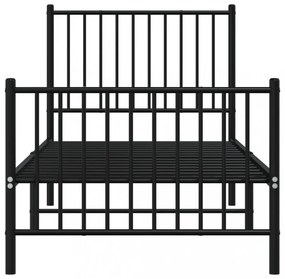 fekete fém ágykeret fej- és lábtámlával 80 x 200 cm