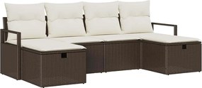 vidaXL Kanapé Szett párnával tárolóval 6 pcs Barna és Krém polirattan