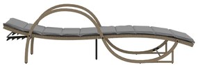 Bézs polyrattan napozóágy párnával 60 x 199 x 42 cm