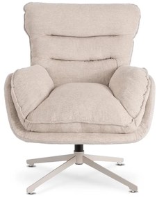 Fotel Wypoczynkowy Obrotowy PASADENA Z Podnóżkiem Kremowy