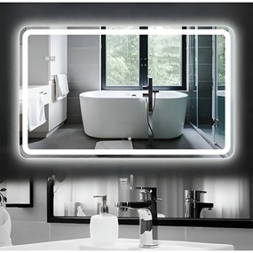 Viva AURA fürdőszoba tükör - érintőkapcsolós - páramenetesítős - órával - LED - FEKVŐ - 100 x 70 cm