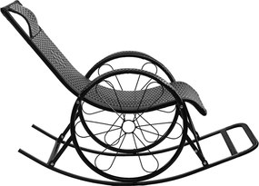 Hintaszék, rattan/fém, fekete, ROKIN