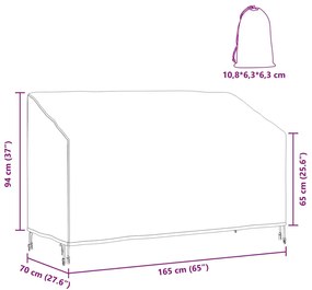Kerti Pad Borító Fekete 165 x 70 x 65 / 94 cm 600D szövet
