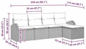 Kerti Kanapé Szett 5 pcs bézs és krémszínű 234 x 117 x 85 cm