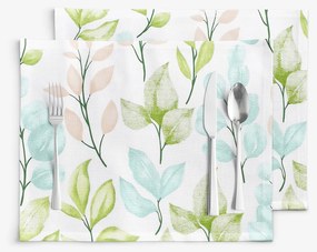 Goldea pamut reggeliző alátét deluxe - festett levelek - 2db 30 x 40 cm