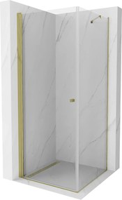 Mexen Pretoria, zuhanykabin 100 (ajtó) x 100 (fal) cm, 6mm átlátszó üveg, arany profil, 852-100-100-50-00