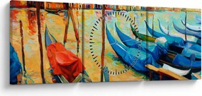 Kép - Velencei kikötő (órával) (90x30 cm)
