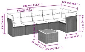 7 részes szürke polyrattan kerti ülőgarnitúra párnákkal