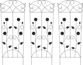 vidaXL Kerti Kerítés 3 pcs Fekete 110,5 x 42,5 cm Acél