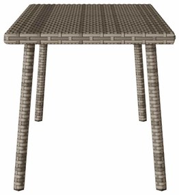 téglalap szürke polyrattan kerti dohányzóasztal 80x40x37cm