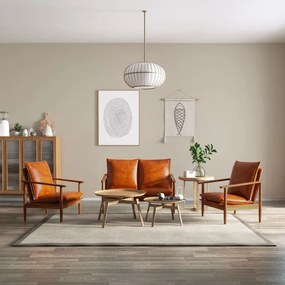 vidaXL 3 részes barna valódi bőr és tömör akácfa kanapészett