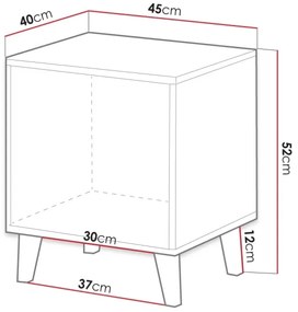 KÉSZLET 2x Éjjeliszekrény VAMOS 52x45 cm wotan tölgy