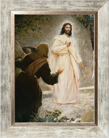 Jézus Krisztus Szakrális Vászonkép Fehér Díszkeretben 30X40