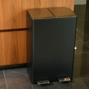 Sötétszürke acél szelektív pedálos szemetes 2x30 l Aliya – Spirella
