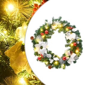 zöld PVC karácsonyi koszorú LED-ekkel 60 cm