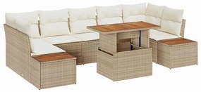 vidaXL Kert étkező szett párnával 8 pcs Beige és krém