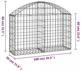 íves horganyzott vas gabion kosár 100x30x60/80 cm