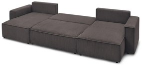 Szürkésbarna kordbársony kinyitható (U alakú) sarokkanapé Nihad – Bobochic Paris