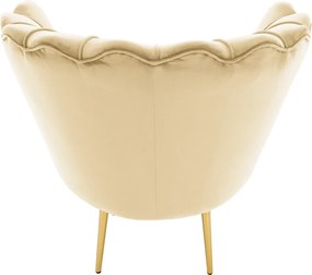 Art-deco stílusú fotel, bézs Velvet szövet/gold arany króm, NOBLEO