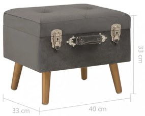 szürke bársony tárolóülőke 40 cm