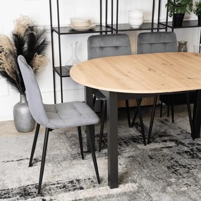 Bővíthető Étkezőasztal Kézműves Riviéra Tölgy/Fekete Színben. HARRY 102-142 cm