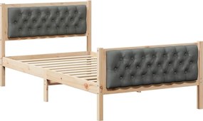 vidaXL Ágykeret fejtámlával Sötétszürke 100 x 200 cm Tömör fenyőfa