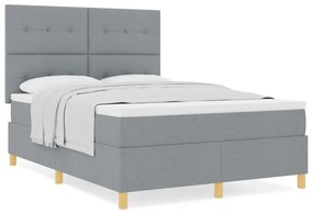 Box Spring Ágy Matraccal Világosszürke 140x190 cm Szövet