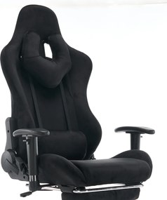 Irodai/gamer szék, fekete Velvet szövet, teherbírás 150 kg, SALOP