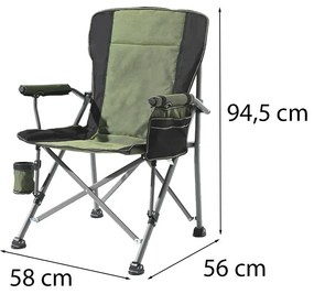 Leziter Comfort Plus karfás horgász szék pohártartóval zöld