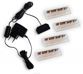 Rejtett LED világítás piros NAPPALI ÉS fürdőszoba és nappali bútorokhoz - 4 pontos