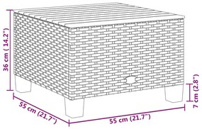 fekete polyrattan és akácfa kerti asztal 55 x 55 x 36 cm