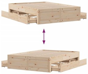 tömör fenyőfa fiókos ágykeret matrac nélkül 150 x 200 cm