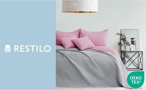 Rózsaszín-világosszürke mikroszálas steppelt ágytakaró 240x260 cm Softa – Restilo