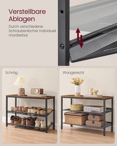 VASAGLE cipőtartó állvány 8x75x53cm, barna–tintafekete