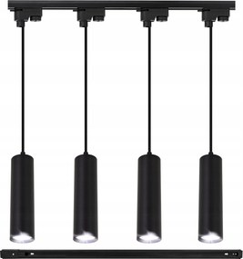 Függő mennyezeti lámpa Sín 1m 4x GU10 cső Fekete Szoba konyhába