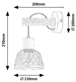Rabalux 71025 - Fali lámpa RATTAN 1xE27/15W/230V rattan