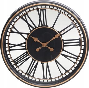 Római Számok falióra 49 cm Fekete-arany Keret Nagy csendes mechanizmus