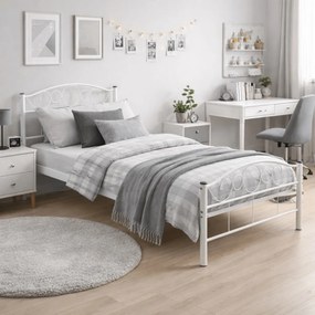 Fém ágy 90x200 cm méretben, fehér színben GRIFFIN