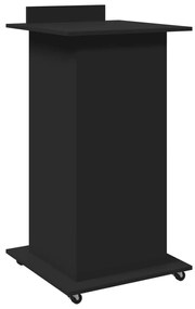 fekete szerelt fa állópult kerékkel és fiókkal 55 x 55 x 107 cm