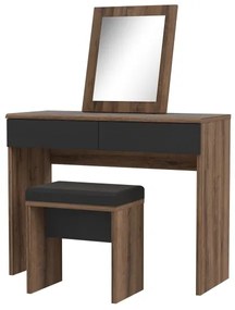 Sminkasztal JUNO + puff 45x29,6 cm barna/fekete