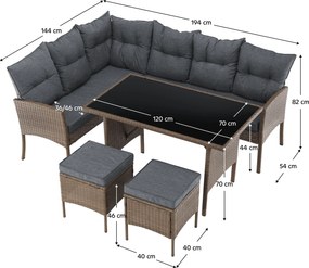 Kerti rattan szett, természetes/világosszürke, RANDI
