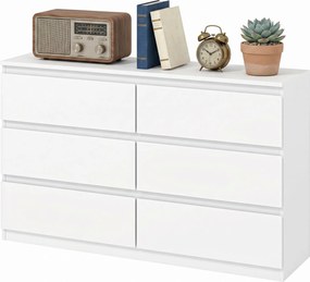HOMCOM 3 fiókos komód, modern fogantyú nélküli szekrény nappaliba, hálószobába és előszobába - fehér (112 x 34 x 75 cm) | Aosom