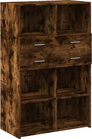vidaXL füstös tölgy színű szerelt fa magasszekrény 80 x 42,5 x 124 cm