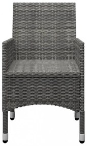 3 részes szürke polyrattan és edzett üveg bisztrószett