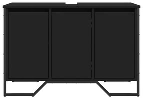 Fekete szerelt fa fürdőszobai mosdószekrény 91 x 35 x 60 cm