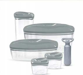 Szett: 5 db SeeYoo Dafi légmentesen záródó ételtároló doboz Szürke pumpa