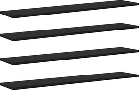 vidaXL Polcos könyvespolc 4 pcs Fekete 100 x 20 x 1,5 cm Faanyag